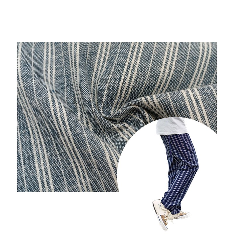 MIZUDA OUTLETS Woven Spun Dyed Plain Fabric Cotton Linen Stripe Chambray Garment Fabric