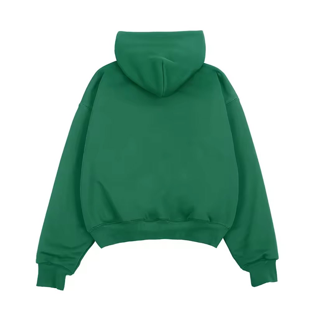High Quality 100% Cotton Fleece Knitting Custom Logo Men's Oversized Plain Unisex Long Heavyweight Green Color Hoodie Sweatshirt
