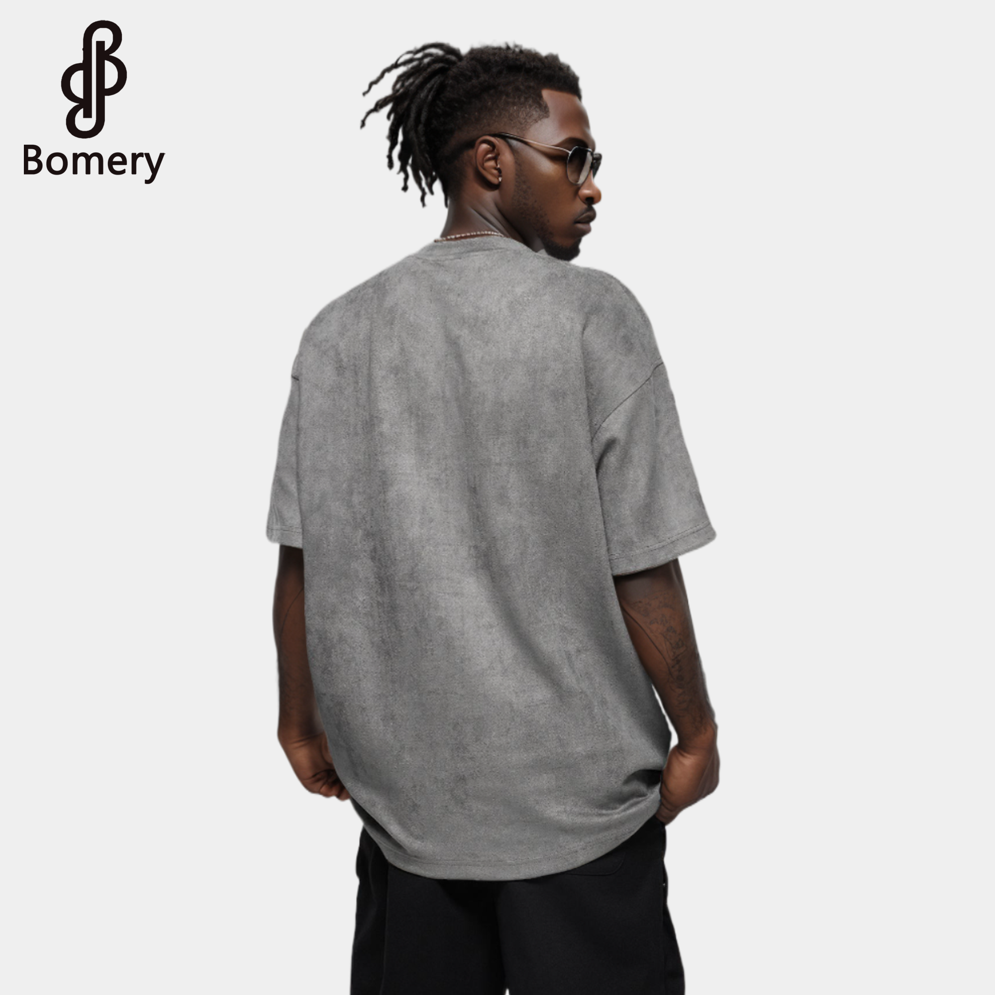 Bomery Men's Casual T-shirts High Quality Woven Fabric Long Length Short Sleeves Loose Fit Comfortable Daily Wear Summer Outings