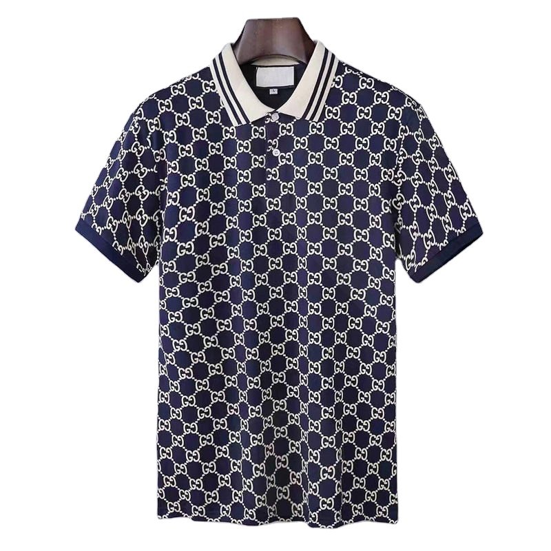 High quality Men's 2024 new men's vintage polo shirt button short-sleeved stand-up collar letters embroidered T-shirt summer