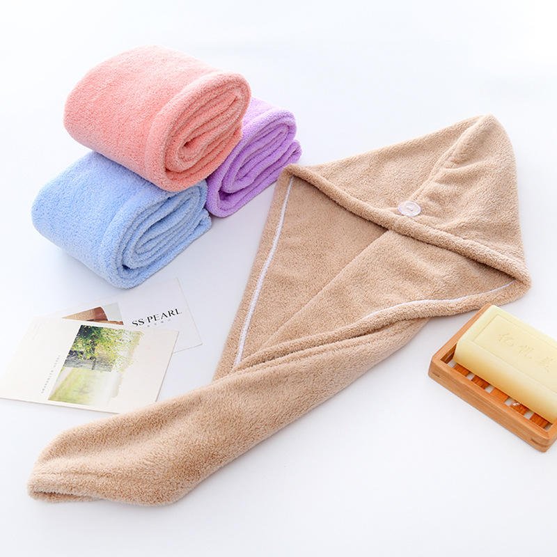 Custom logo Coral Fleece Drying Hair Hat Personalized Super Absorbent Quick Dry Soft Magic Shower Bath Hat Towel