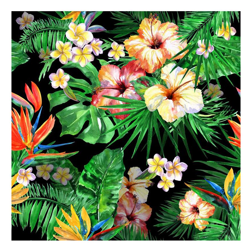 Wholesale hot selling tropical design moss crepe chiffon digital printing on fabric for clothing