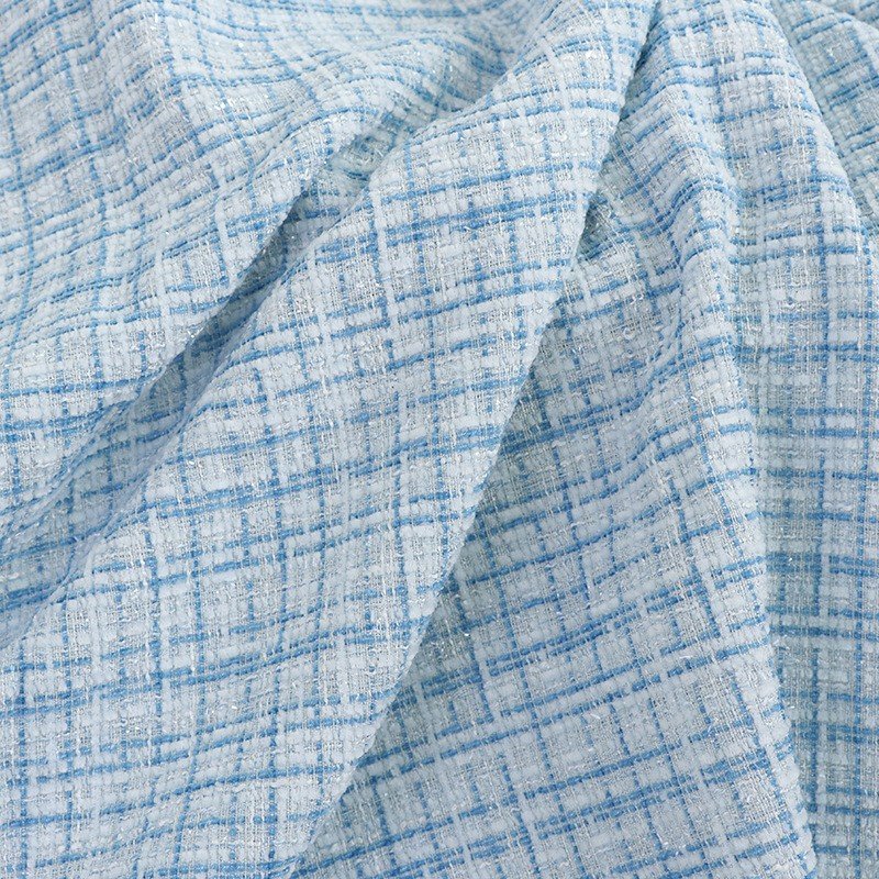 Modern Style Fashionable 300g Polyester Woolen Tweed Plaid Fabric Stretchy Cloth for Girls' Coats Dresses Sofas Curtains Cars