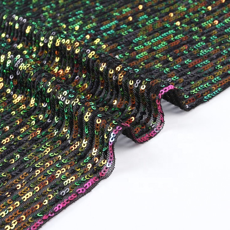 Flexible good moderate adjustment ability stylish felt airy colorful sequin fabric for dress