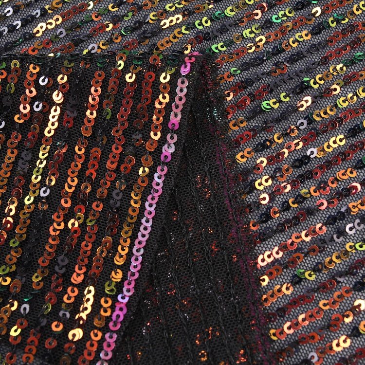 Flexible good moderate adjustment ability stylish felt airy colorful sequin fabric for dress