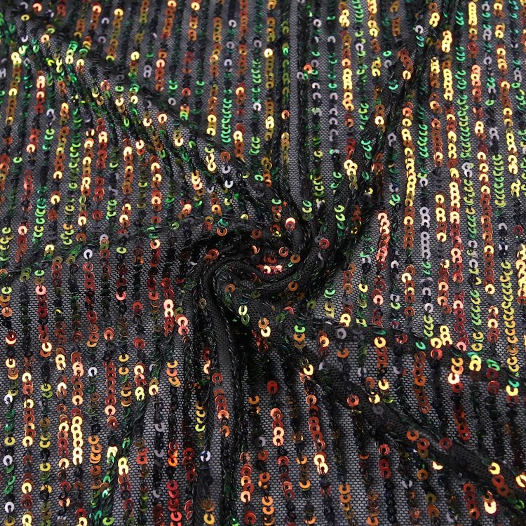 Flexible good moderate adjustment ability stylish felt airy colorful sequin fabric for dress
