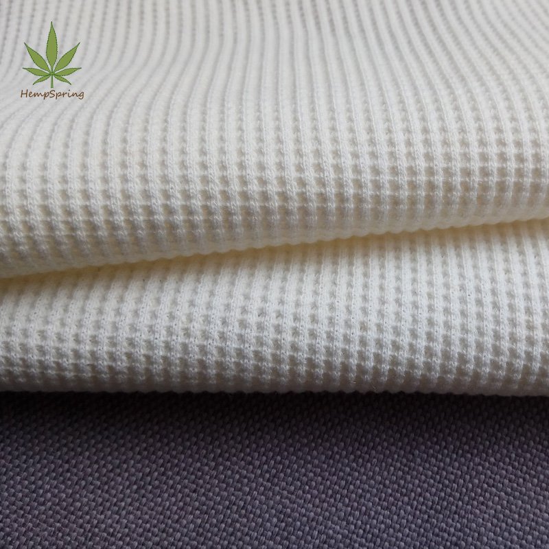 HempSpring Hemp organic cotton waffle knit blend fabric t shirt waffle hemp fabric sustainable waffle