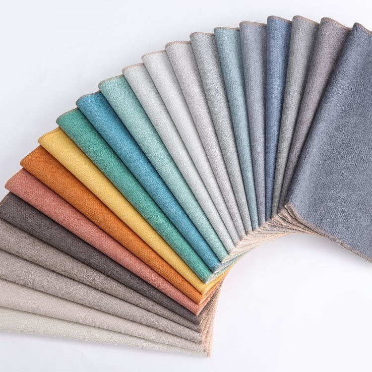 Low Moq 100% Polyester Linen Fabric Wholesale Melange Cashmere Plain Weaved Sofa Upholstery Fabric Woven