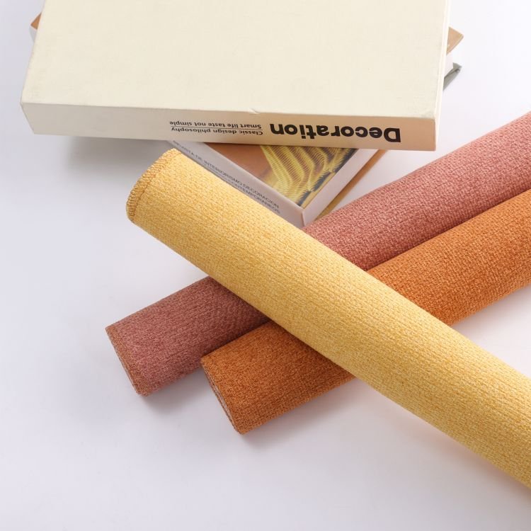 Low Moq 100% Polyester Linen Fabric Wholesale Melange Cashmere Plain Weaved Sofa Upholstery Fabric Woven