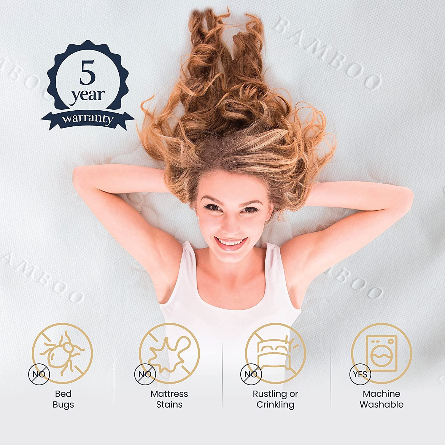 Ultra Waterproof Mattress Protector Hypoallergenic Bamboo Mattress Protector Super Soft Breathable & Noiseless Jacquard Fabric