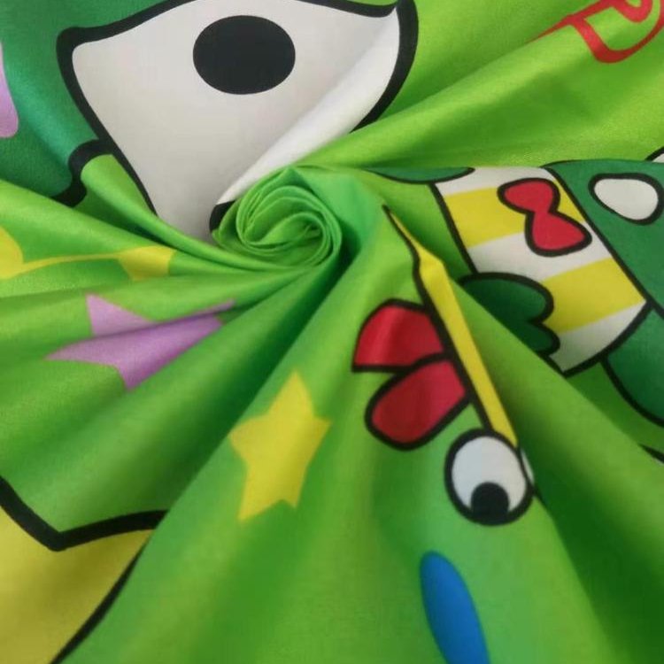 Customized 3D cartoon keroppi design disperse pigment printed 100 polyester bed sheet fabric cheap price