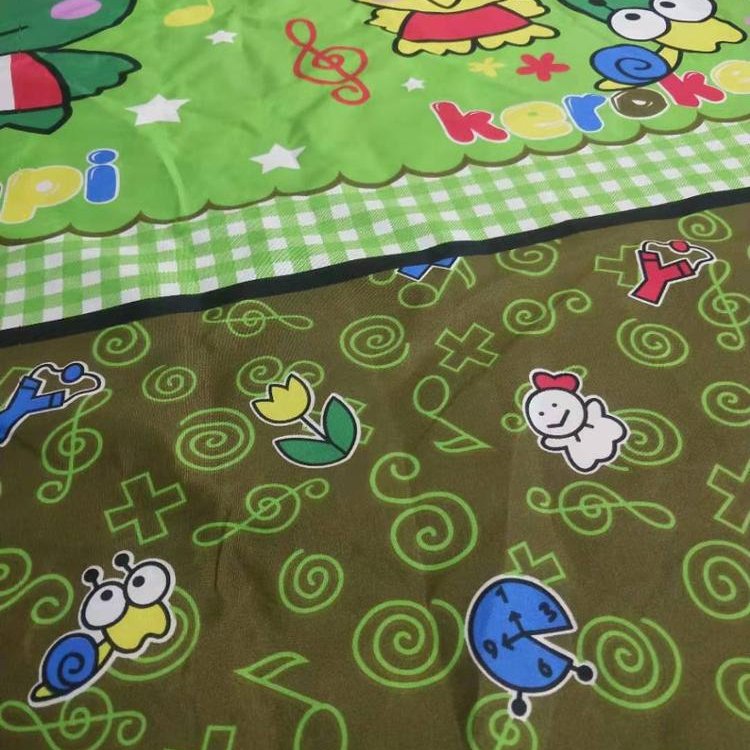 Customized 3D cartoon keroppi design disperse pigment printed 100 polyester bed sheet fabric cheap price