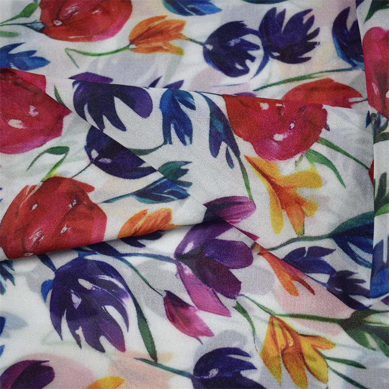 No moq custom printing chiffon satin organza fabric 100% Polyester Woven Digital Printing Crepe Chiffon Fabric