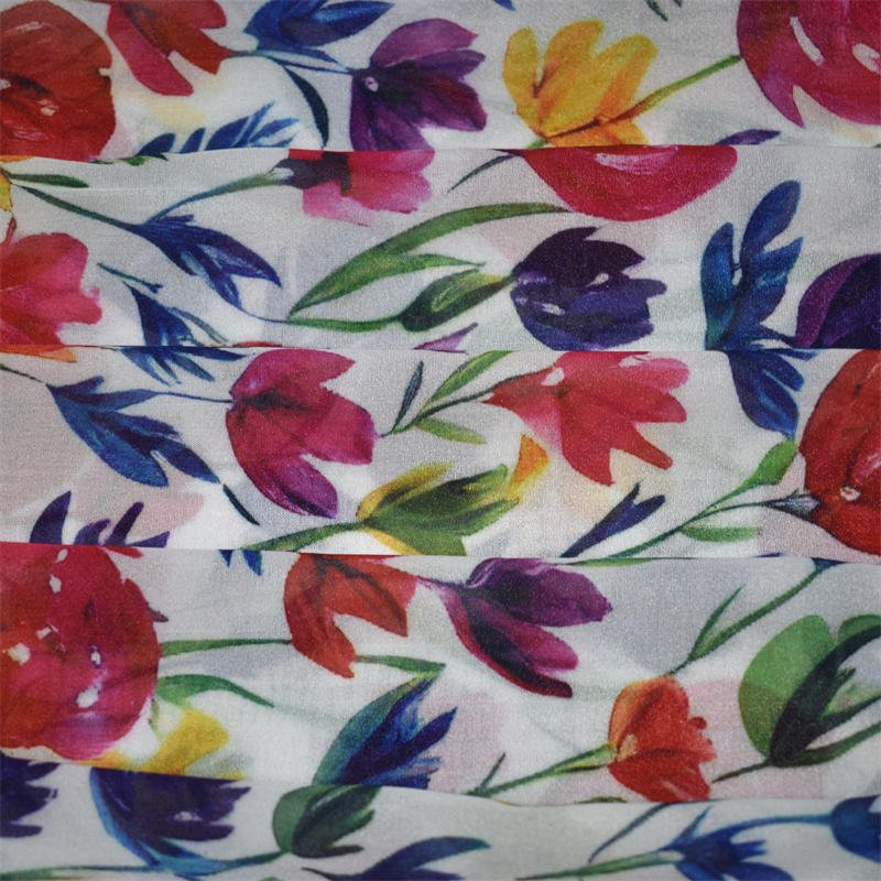 No moq custom printing chiffon satin organza fabric 100% Polyester Woven Digital Printing Crepe Chiffon Fabric
