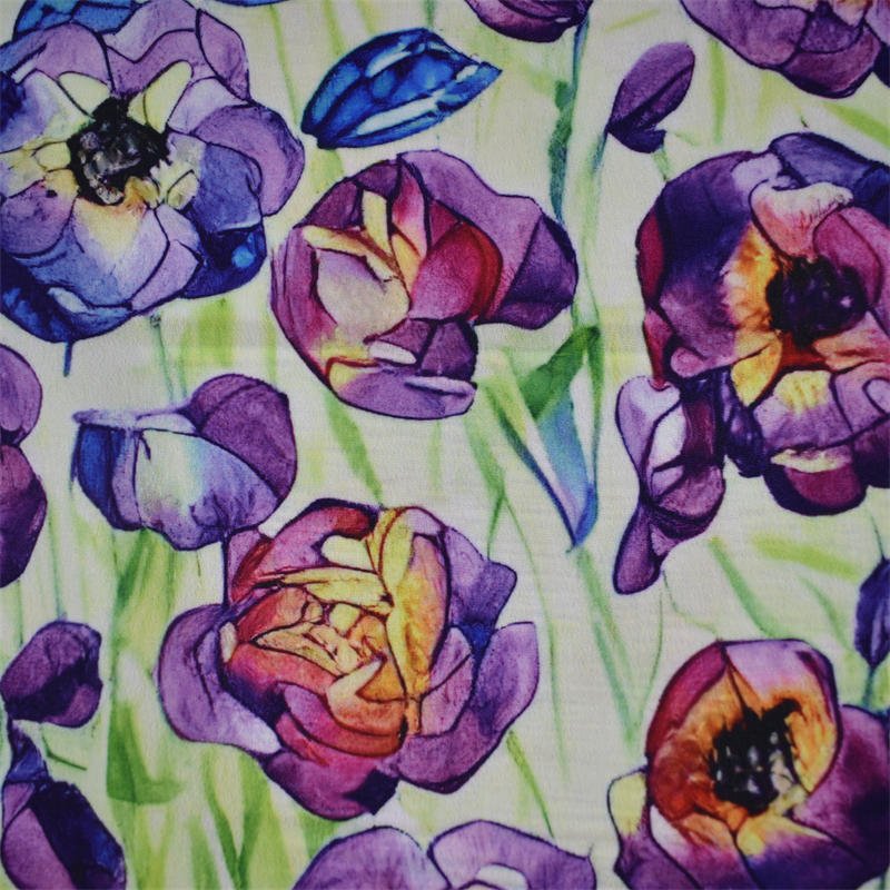 No moq custom printing chiffon satin organza fabric 100% Polyester Woven Digital Printing Crepe Chiffon Fabric