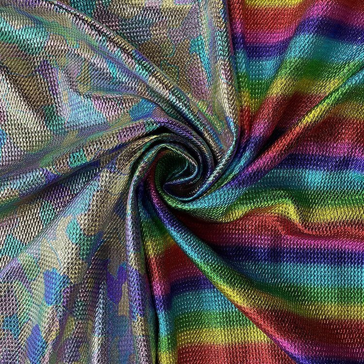 No MOQ metallic camouflage and rainbow wholesale bullet knit fabric by yard