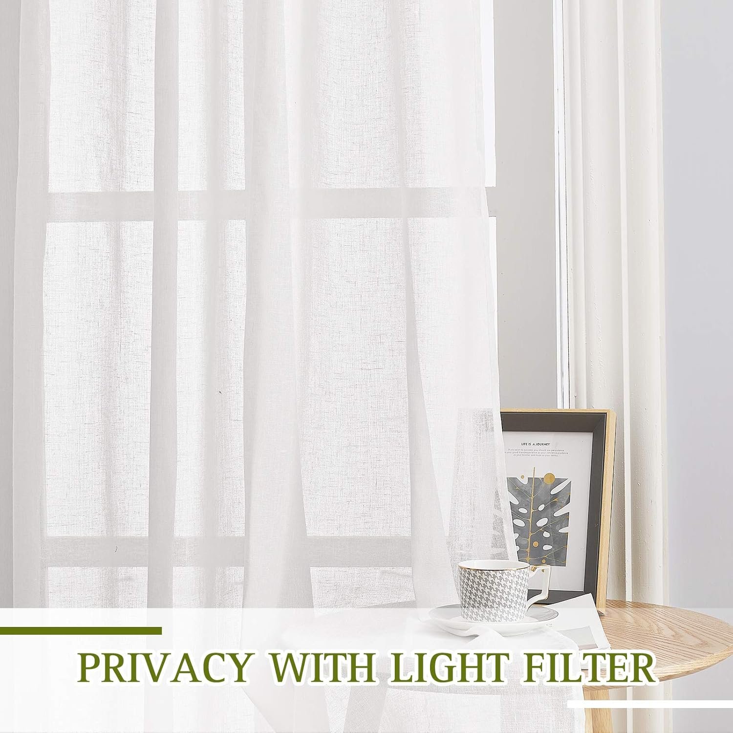 100% Organic Linen Fabric Solid Color Plain Woven Natural Flax Linen Drapes Sheer Window Curtains For The Living Room