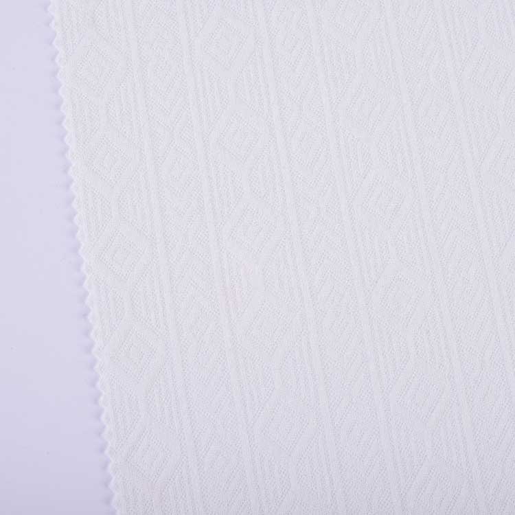 Custom 100% polyester Fabric White color 225GSM jacquard Knitted fabric for clothing