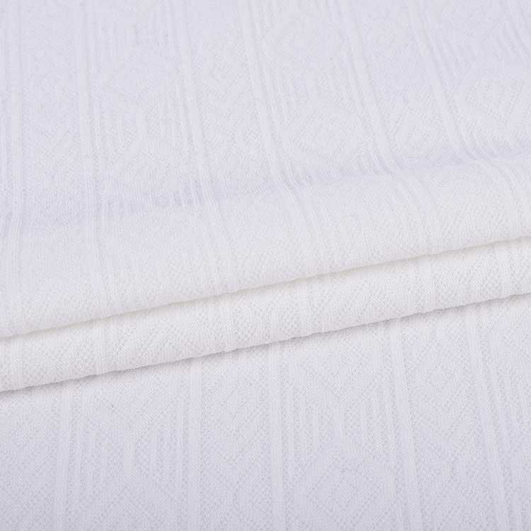 Custom 100% polyester Fabric White color 225GSM jacquard Knitted fabric for clothing