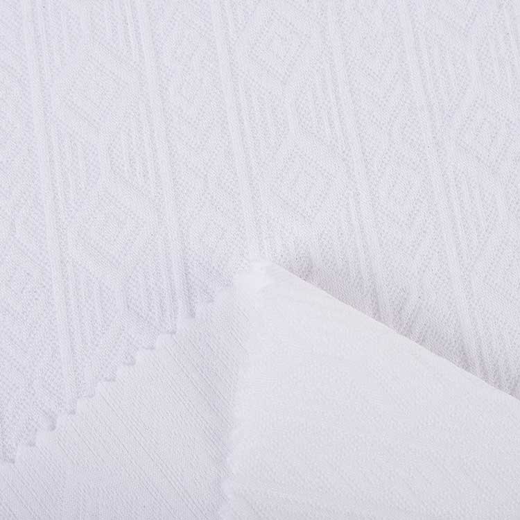 Custom 100% polyester Fabric White color 225GSM jacquard Knitted fabric for clothing