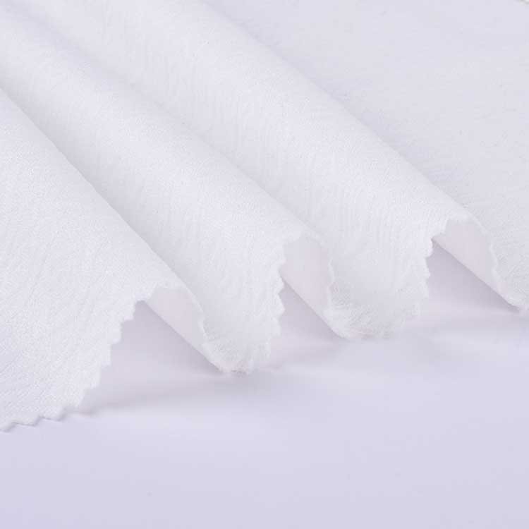 Custom 100% polyester Fabric White color 225GSM jacquard Knitted fabric for clothing