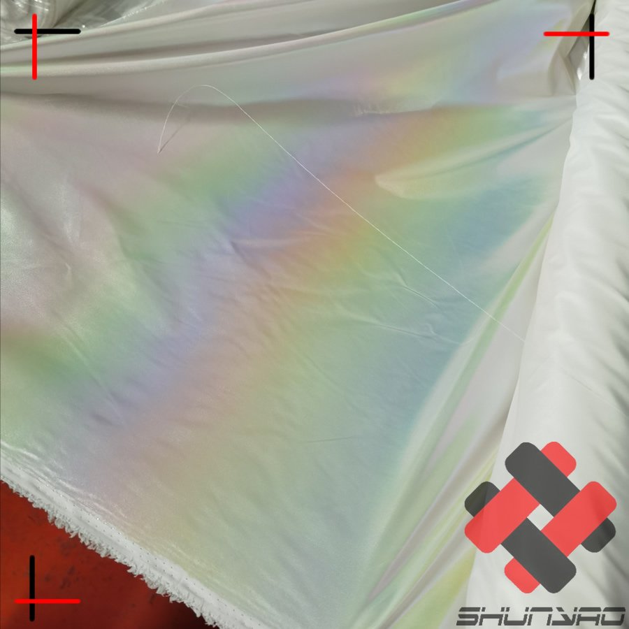rainbow colorful polyester foil hologram fabric