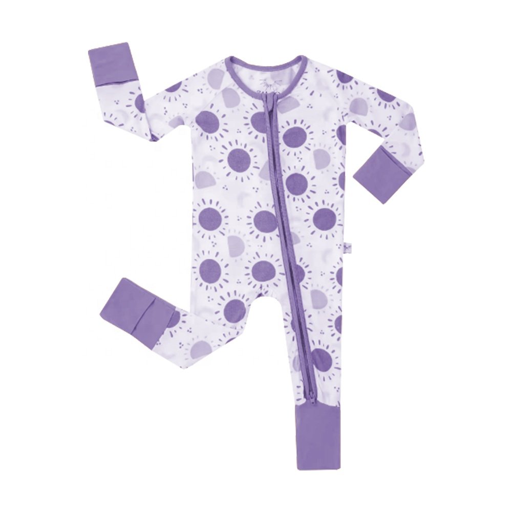 Professional Custom Infant Hot Selling Color Zipper Onesie 95%Bamboo+5%Spandex with Long Sleeve Baby 2-zippers Toddler Clothes