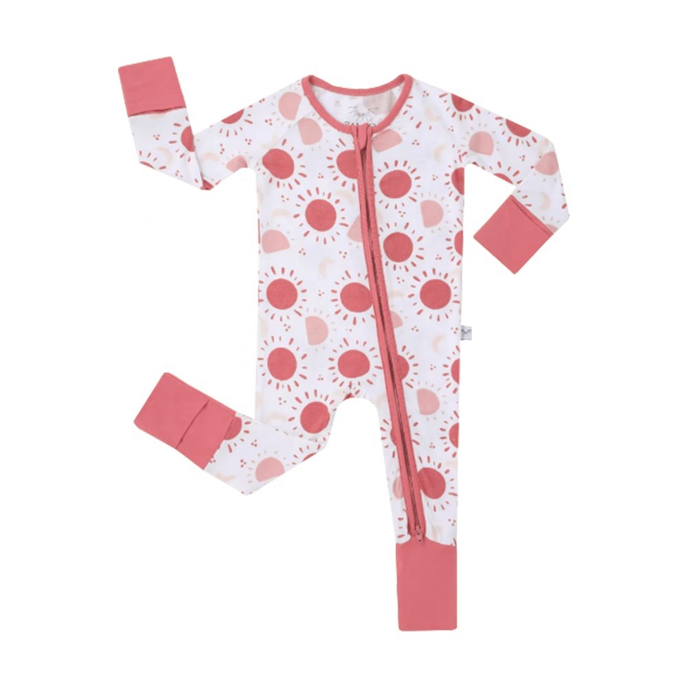Professional Custom Infant Hot Selling Color Zipper Onesie 95%Bamboo+5%Spandex with Long Sleeve Baby 2-zippers Toddler Clothes