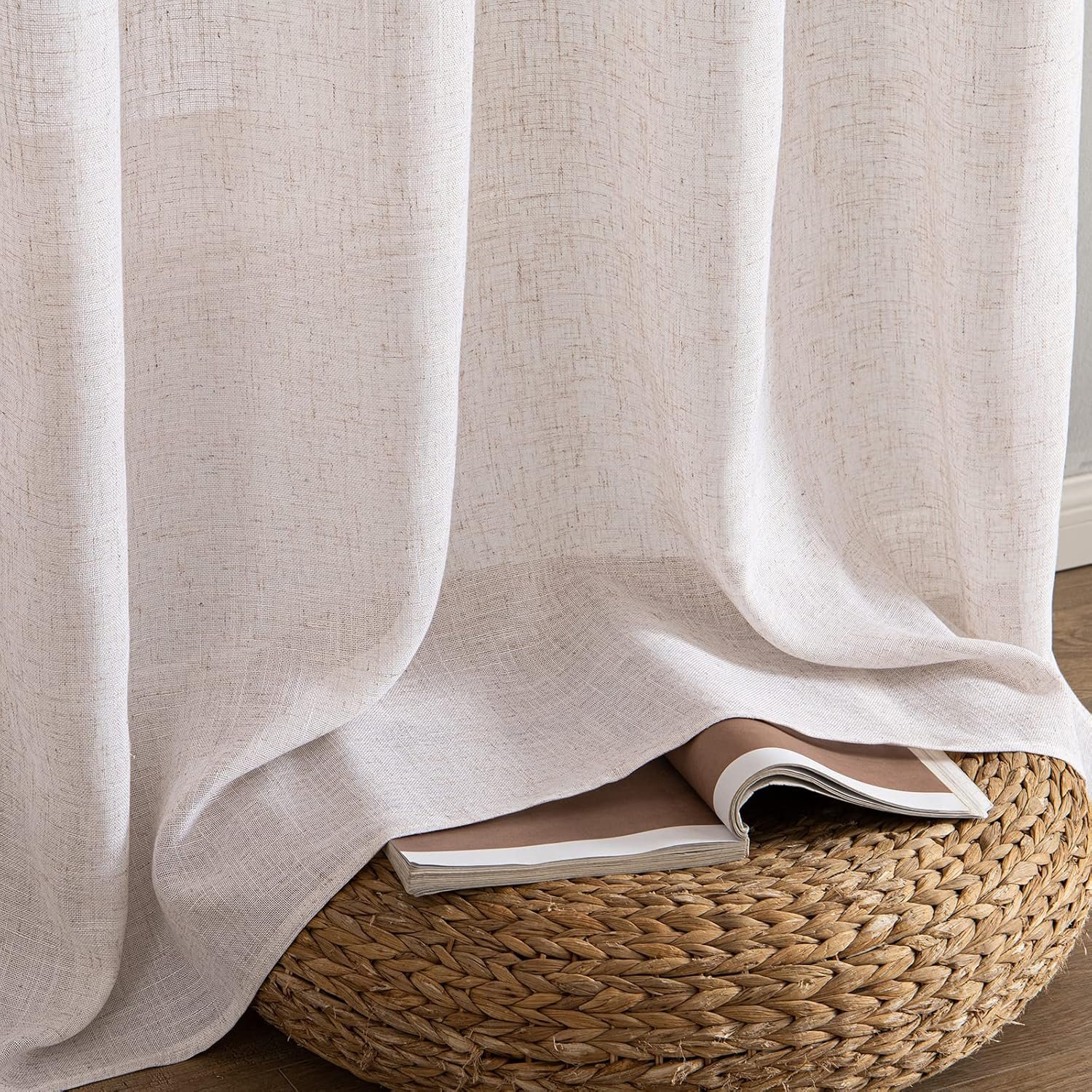 high quality 300cm width linen look curtain fabric polyester sheer curtain roll material fabric wholesale