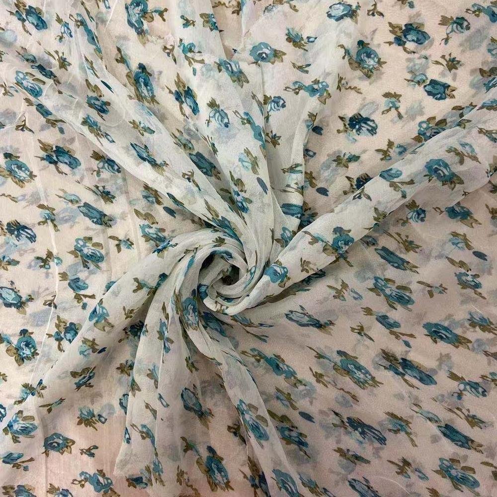 Floral chiffon fabric cheaper in stock 100%polyester crepe chiffon fabric
