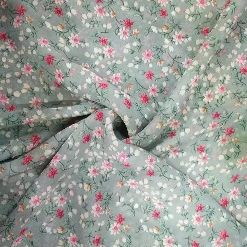 Floral chiffon fabric cheaper in stock 100%polyester crepe chiffon fabric