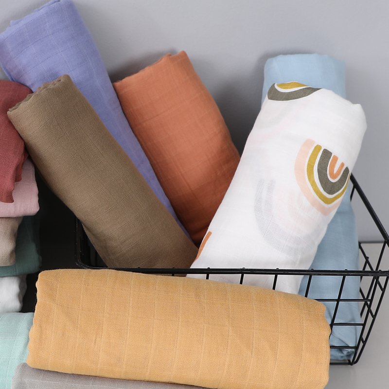 Muslin Swaddle Blankets for Girls and Boys Baby Receiving Blanket Solid Color Large Soft Bamboo Organic Cotton swaddling Wrap