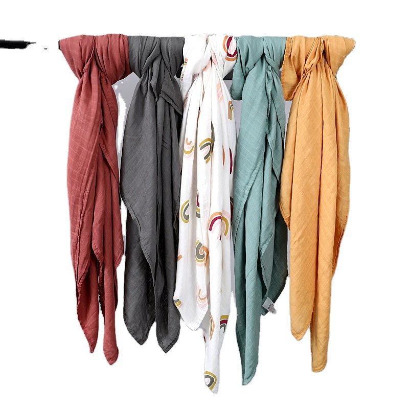 Muslin Swaddle Blankets for Girls and Boys Baby Receiving Blanket Solid Color Large Soft Bamboo Organic Cotton swaddling Wrap
