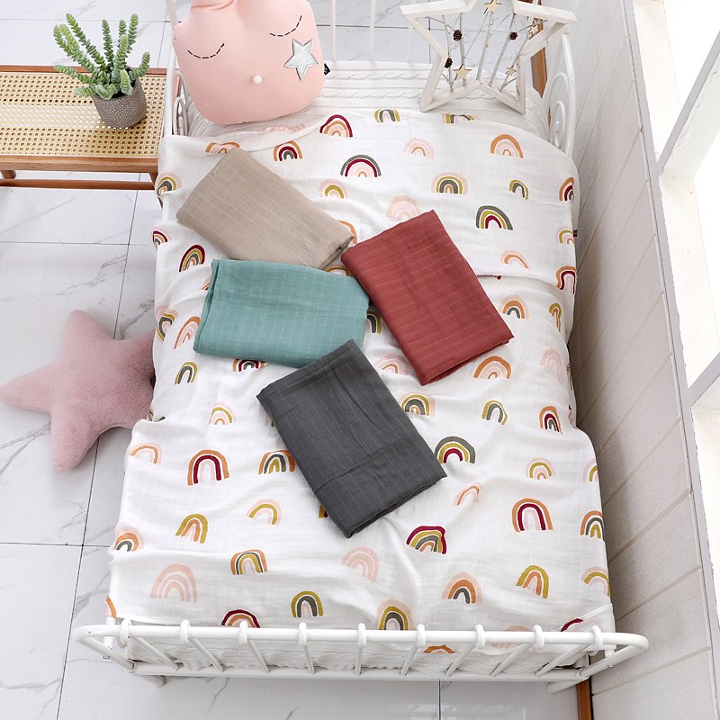 Muslin Swaddle Blankets for Girls and Boys Baby Receiving Blanket Solid Color Large Soft Bamboo Organic Cotton swaddling Wrap