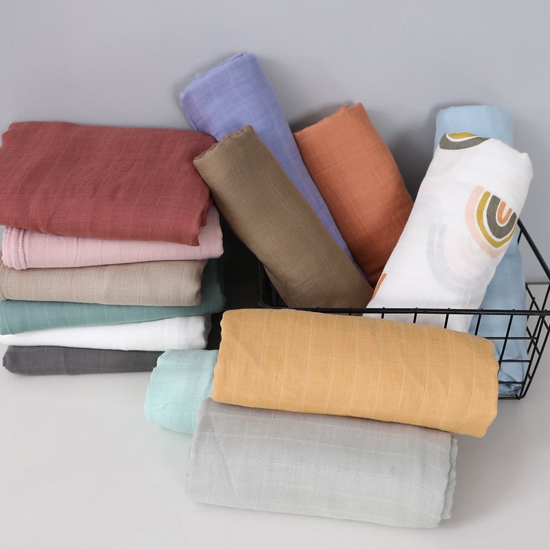 Muslin Swaddle Blankets for Girls and Boys Baby Receiving Blanket Solid Color Large Soft Bamboo Organic Cotton swaddling Wrap