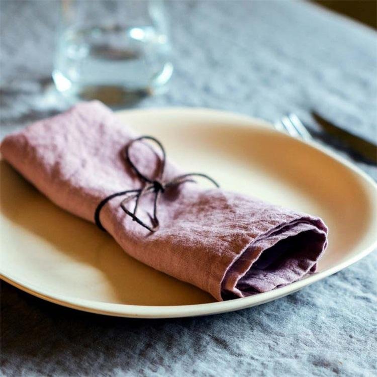 High Quality Stone Washed 100% Natural Color European Flax Linen Table Napkins Cheap Flax Napkin