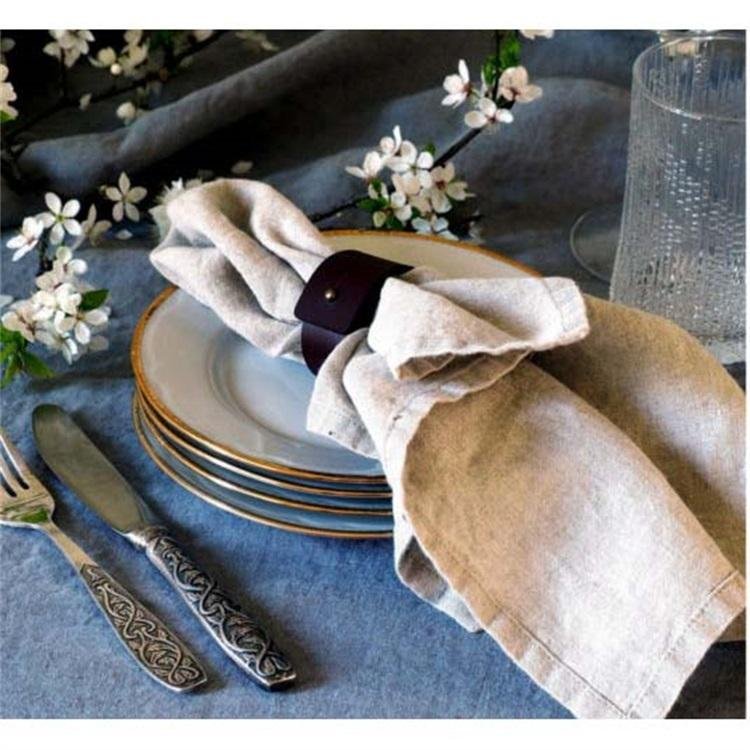 High Quality Stone Washed 100% Natural Color European Flax Linen Table Napkins Cheap Flax Napkin