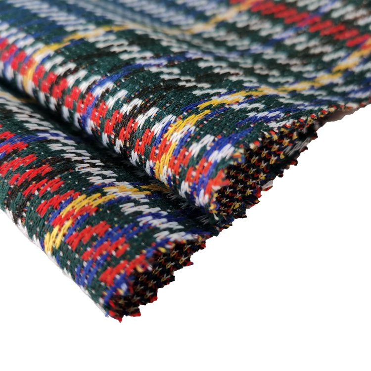 OEM/ODM 100 Polyester yarn dyed Tartan jacquard grid pattern knitting fabric
