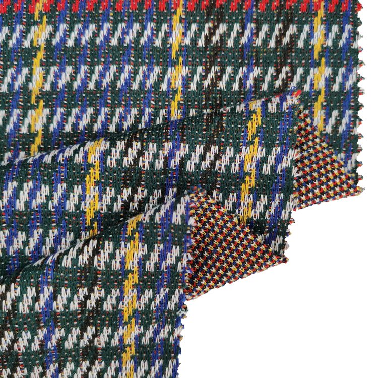 OEM/ODM 100 Polyester yarn dyed Tartan jacquard grid pattern knitting fabric