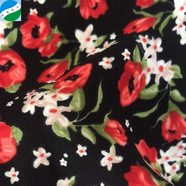 Hot selling stock lot 100% polyester fabric spandex CEY plain weave print fabric with new flower patterns