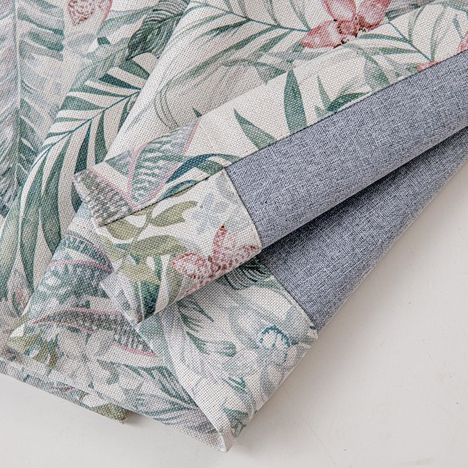 Home textile fabric linen look digital printing rainforest polyester blackout curtains thermal insulated for home
