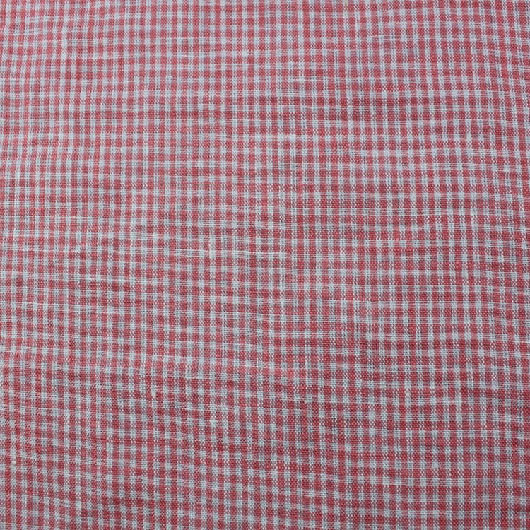 Pink Shrink-resistant Houndstooth Brocade Shirts Pure 100% Linen Solid Plaid Fabric Womens European Flax
