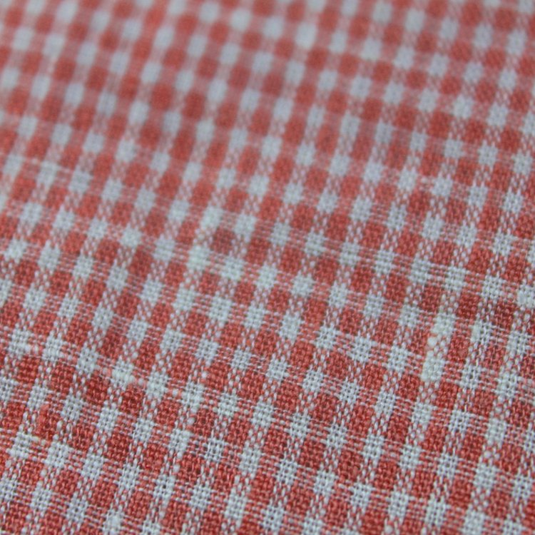 Pink Shrink-resistant Houndstooth Brocade Shirts Pure 100% Linen Solid Plaid Fabric Womens European Flax