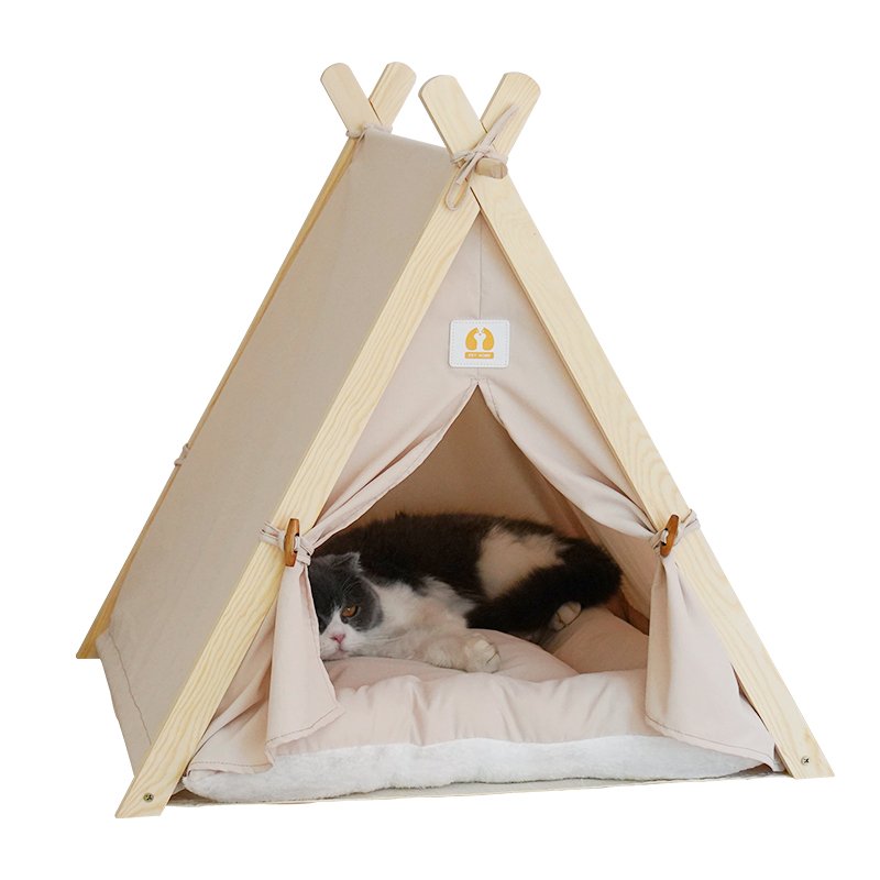High Quality Pet Tent House Cat Bed Portable Teepee With Thick Cushion 6 Colors Available For Dog Puppy Excursion Outdoor Indoor