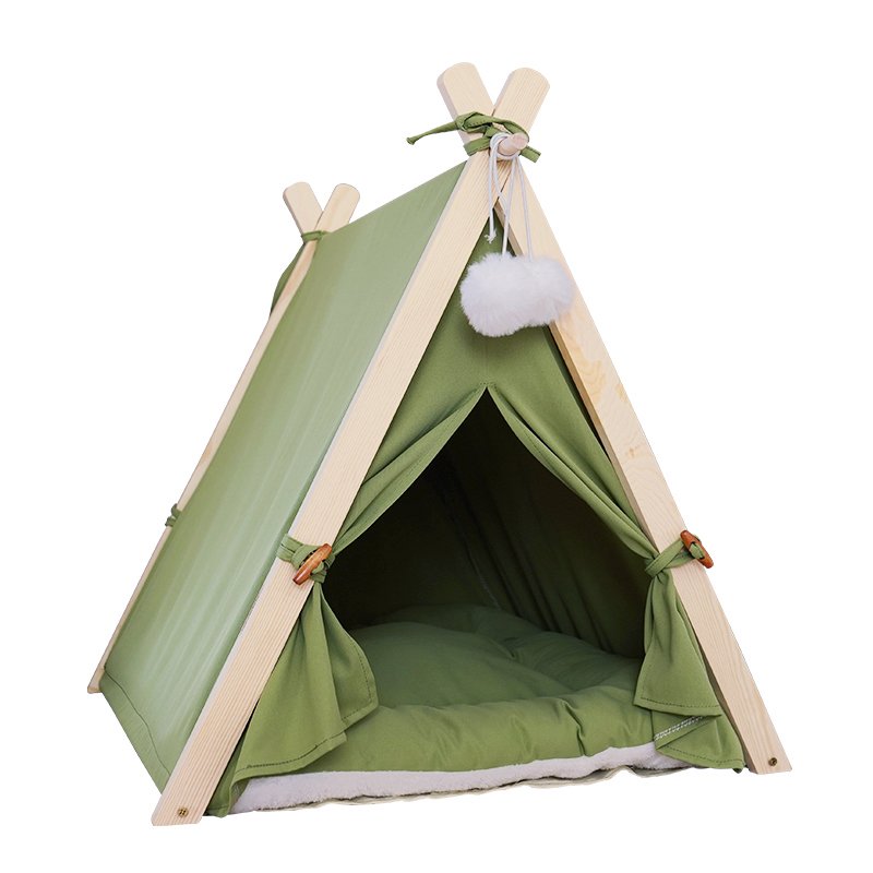 High Quality Pet Tent House Cat Bed Portable Teepee With Thick Cushion 6 Colors Available For Dog Puppy Excursion Outdoor Indoor