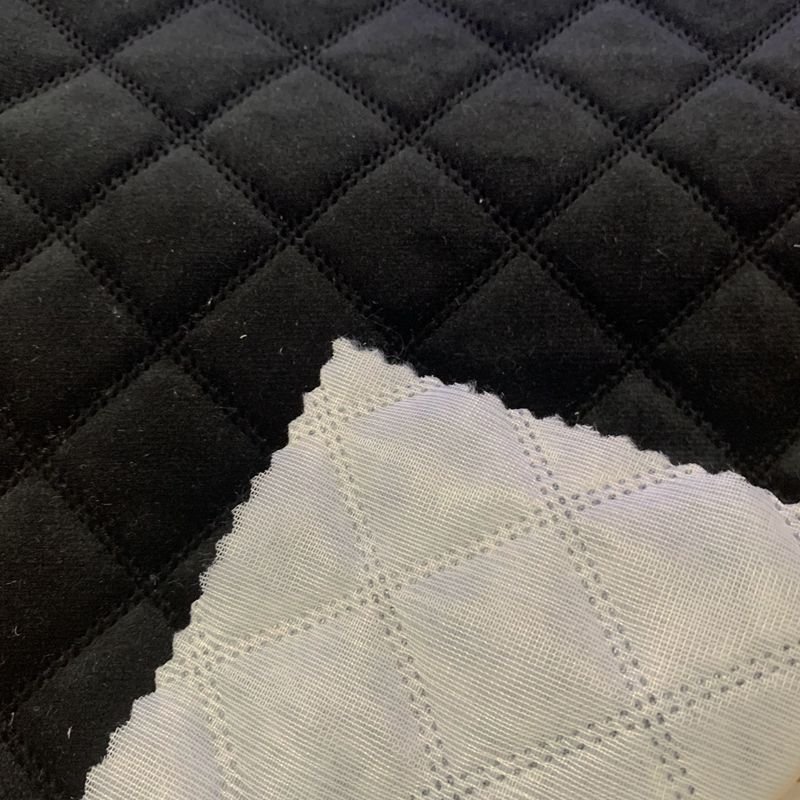 Bonded Ultrasonic Polyester Quilted Velvet Fabric for Sofa cushion