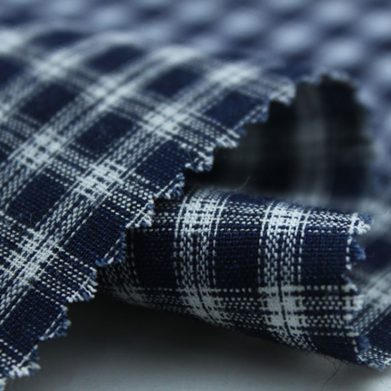 Wholesale customization High Quality Linen Cotton Yarn Dyed Check Fabric for Shirts or Garment
