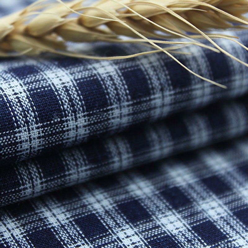 Wholesale customization High Quality Linen Cotton Yarn Dyed Check Fabric for Shirts or Garment