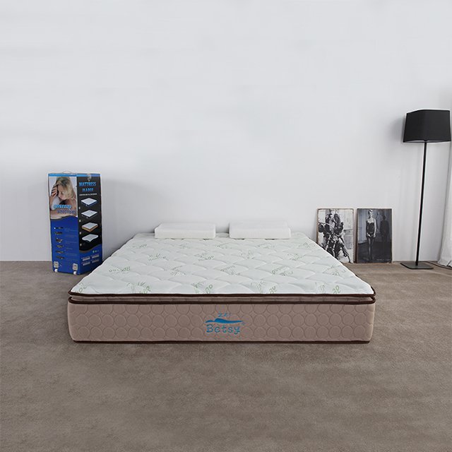 Comfortable Pillow Top Mattress Double Queen King Mattress Bed With Bamboo Fabric High Density Foam