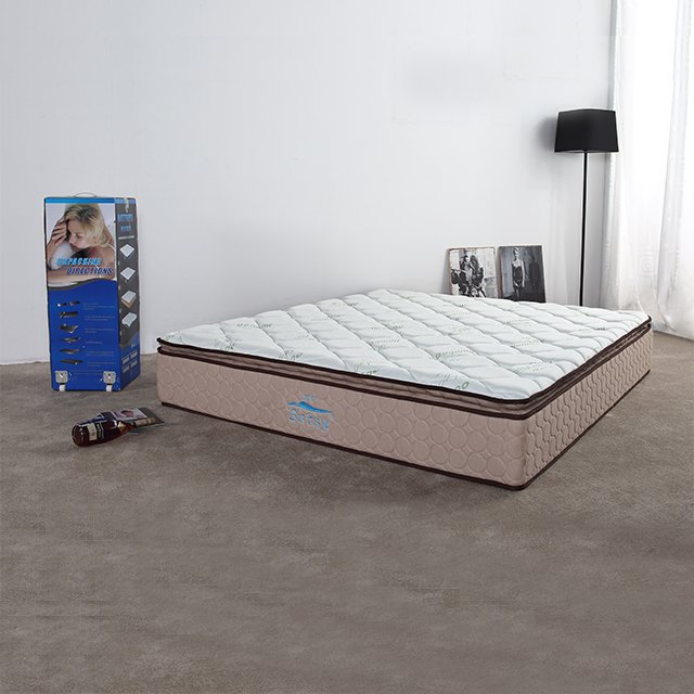 Comfortable Pillow Top Mattress Double Queen King Mattress Bed With Bamboo Fabric High Density Foam
